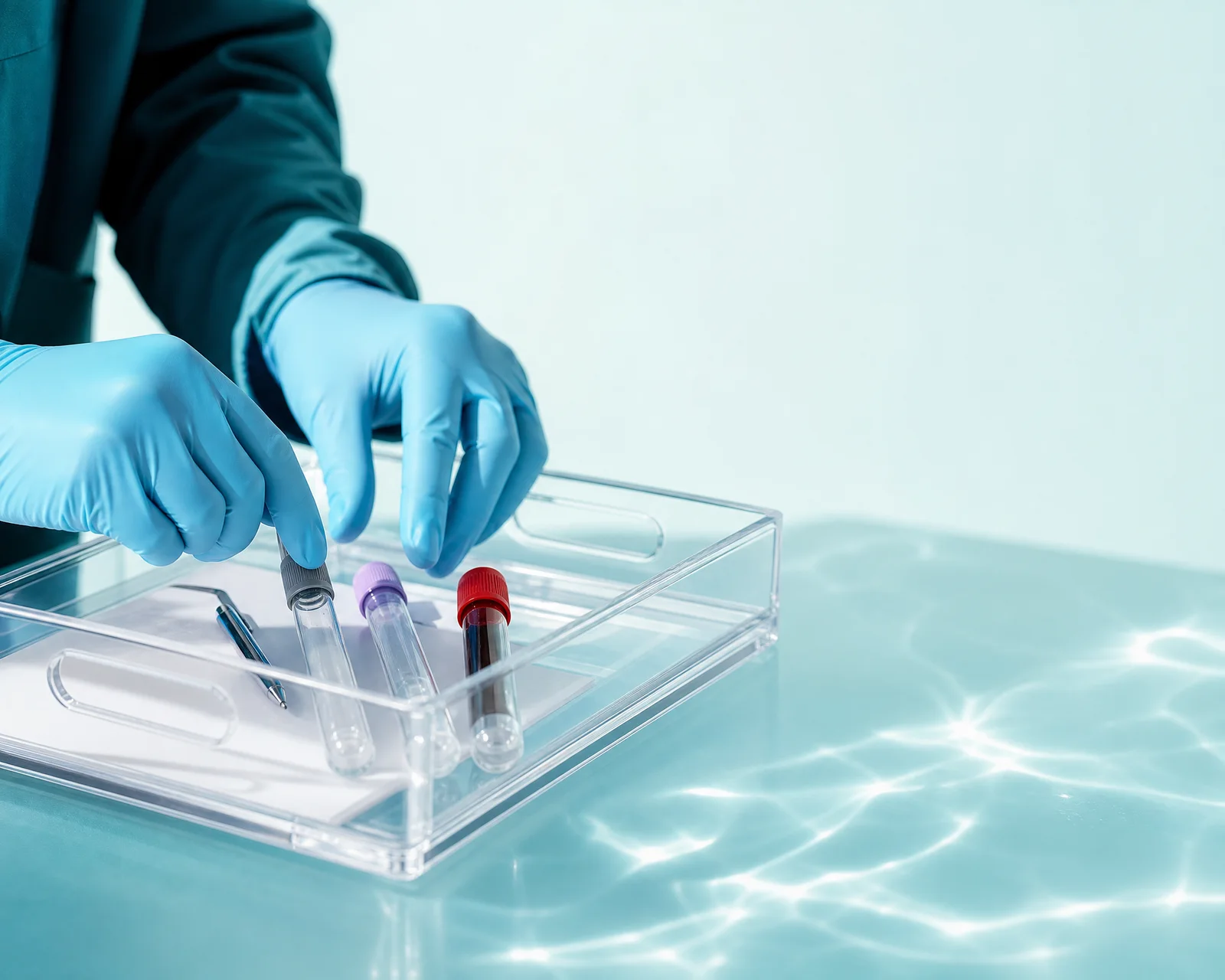 Clinical professional preparing lab samples